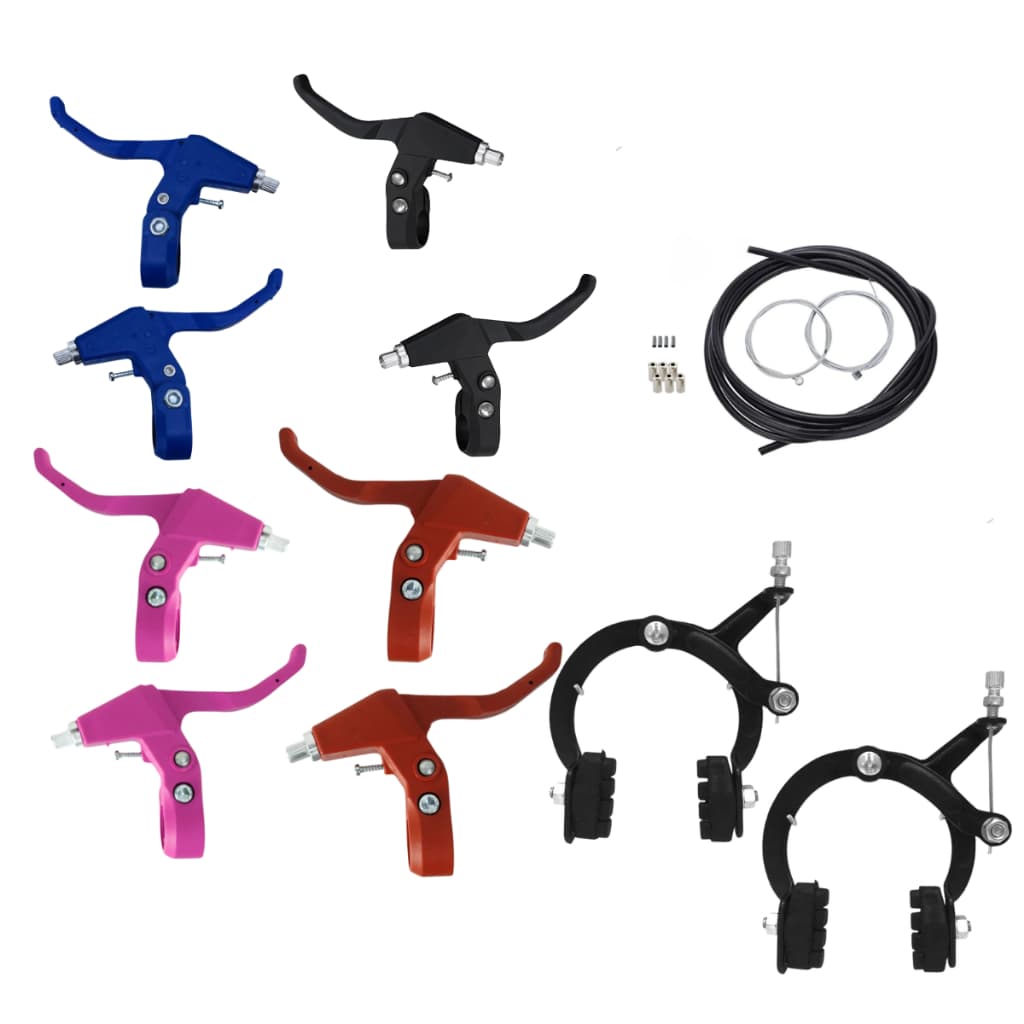 KIT FREIO FERRADURA SIDE PULL COMPLETO, COM CABOS, CONDUÍTE E MAÇANETA MANETE NYLON COLORIDO - ARO 16 20 24 26 29