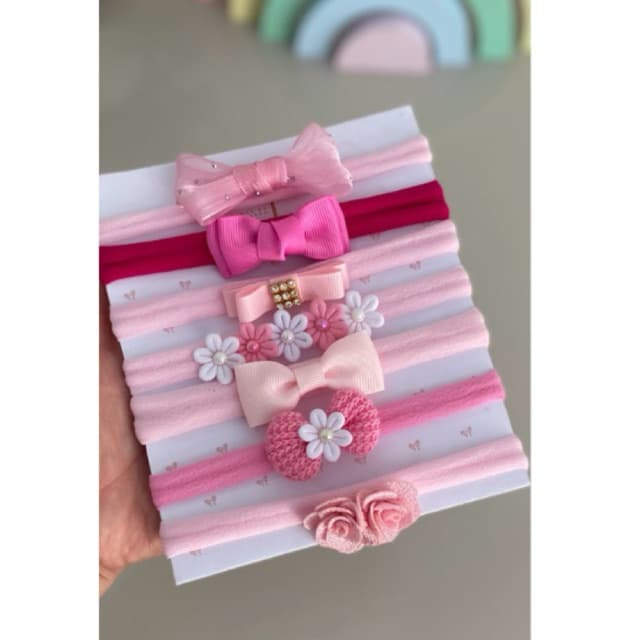 kit Laços para Bebê menina Lacinhos na Faixinha recém Nascido Maternidade /kit 7 laços