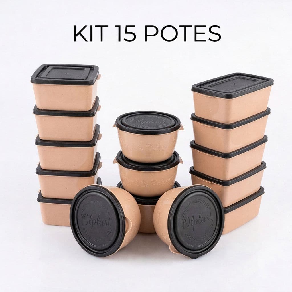 KIT 15 PEÇAS ORGANIZADORES DE ALIMENTOS - 1 LITRO - 600ML