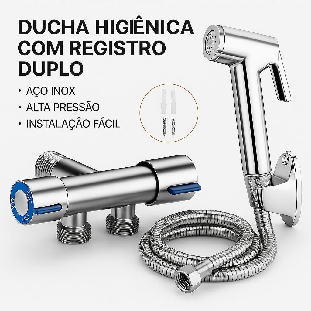 Kit Ducha Higiênica Registro Dupla Saída Bidê Banheiro