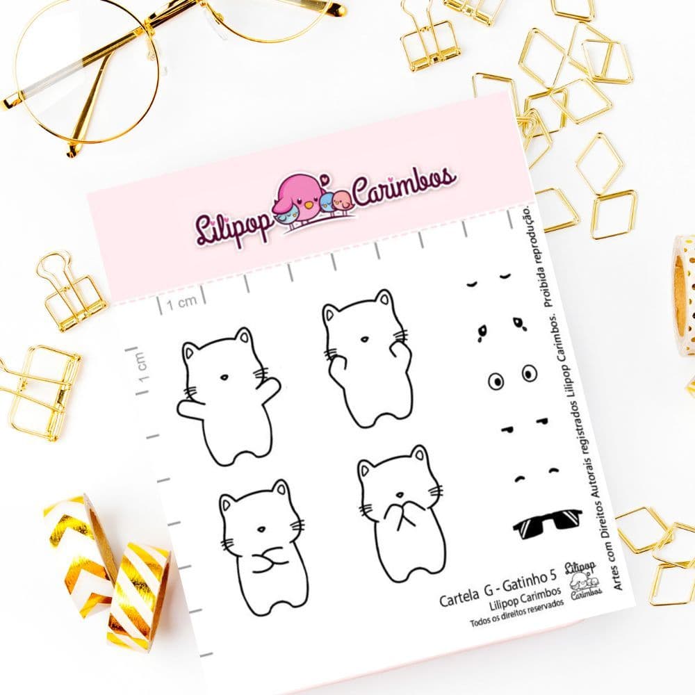 kit carimbo gatinho com 10 carimbos