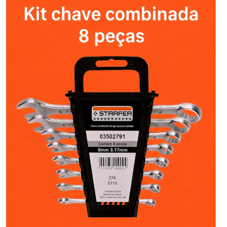 Jogo De Chave Combinada 6 a17mm 8pçs Starfer Profissional