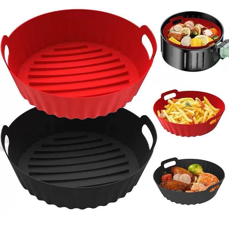 Forma Silicone Air Fryer Kit 3 Peças Antiaderente Reutilizável 240°C Fácil Limpeza
