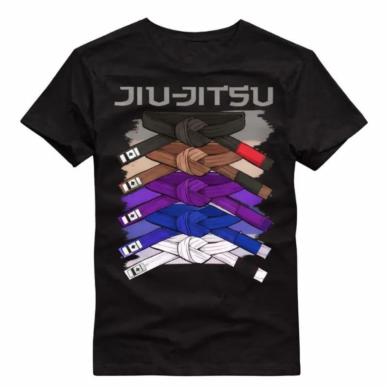 CAMISETA MASCULINA FEMININA 100% ALGODÃO JIU JITSU BRASIL FAIXAS GRADUAÇÃO