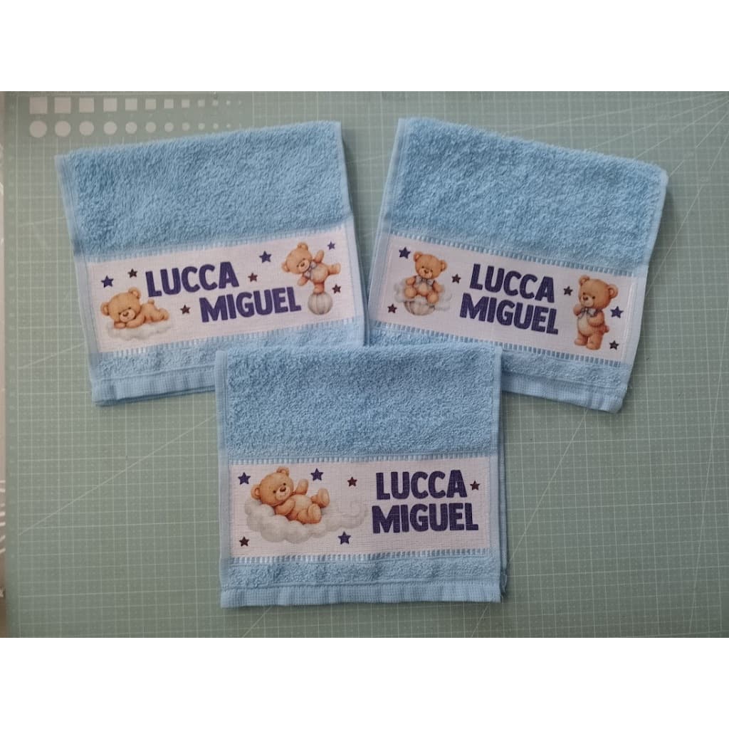 Toalhinhas personalizadas - Toalhinha com tema e com nome - Toalhinha de mão - Toalha personalizada por sublimação