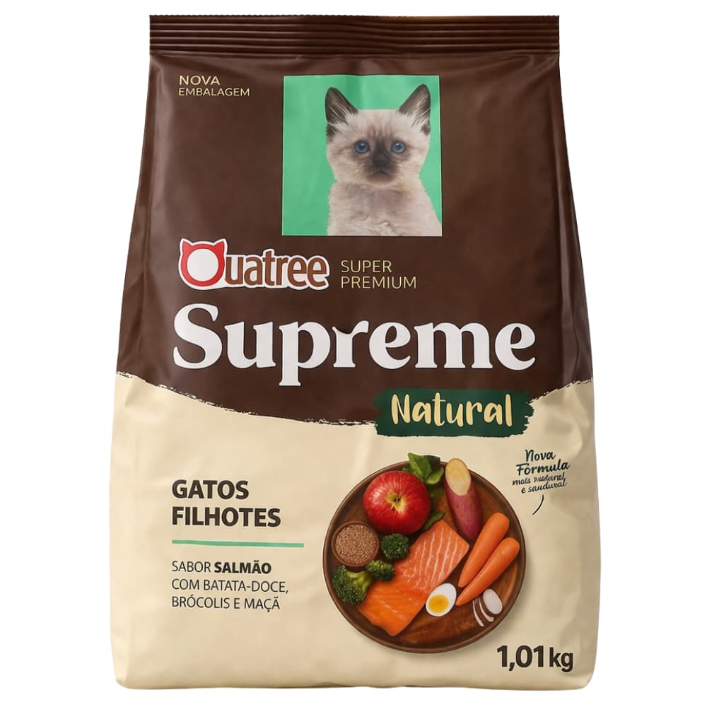 Kit 1,2,3,4,5 Pct De 1,01kg  Ração Quatree Supreme Gatos Filhotes Salmão
