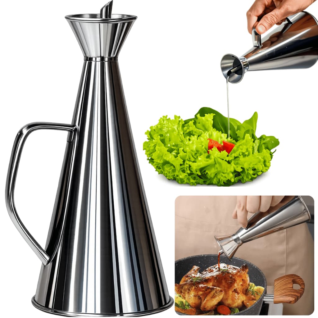 Galheteiro Jarra Porta Azeite Vinagre Aço Inox Tampa Bico Dosadora 1l Dispenser Econômico