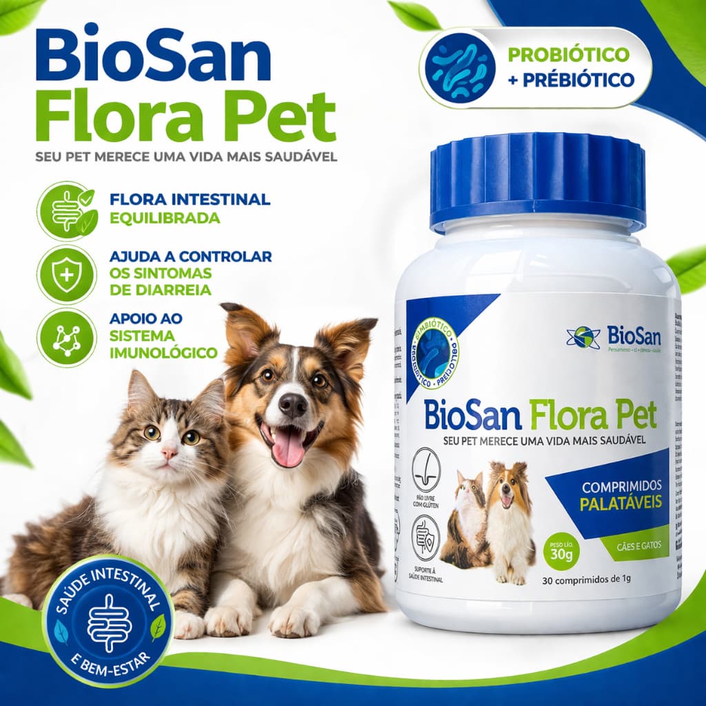Biosan Flora Pet Suplemento Vitamínico  Probiótico comprimido palatável