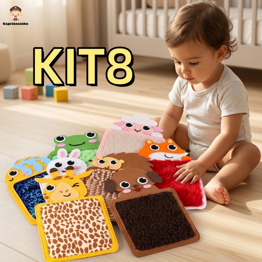 Kit 8 Tapetes Textura Infantil Painel Sensorial Montessori