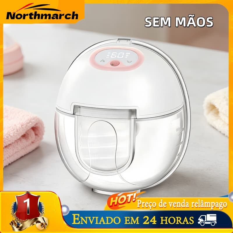 Bomba Tira Leite Vestível Elétrica Mãos Livres Silenciosa Sem Dor com Display LED Recarregável USB