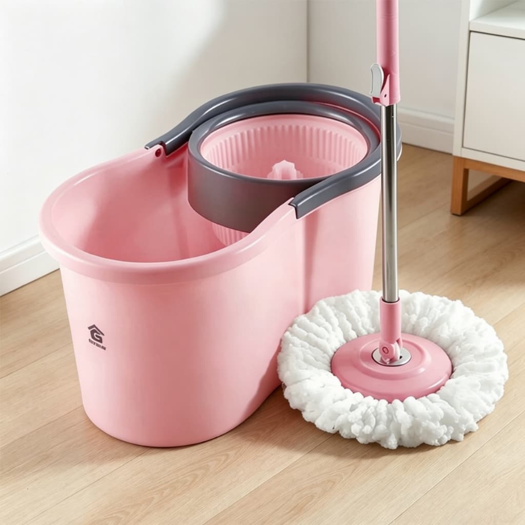 GM Bear Mop Giratório com Cabo Telescópico e Balde Centrífuga 8L - Cabo Aço Inox, Microfibra, Cabeça Giratória 360°