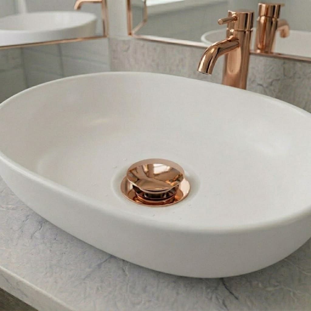 Válvula Lopazzi Click Ralo Rose Gold Para Pia Cuba Lavatório Banheiro Lavabo Conexão 7/8 Aço Inox 304 Luxo