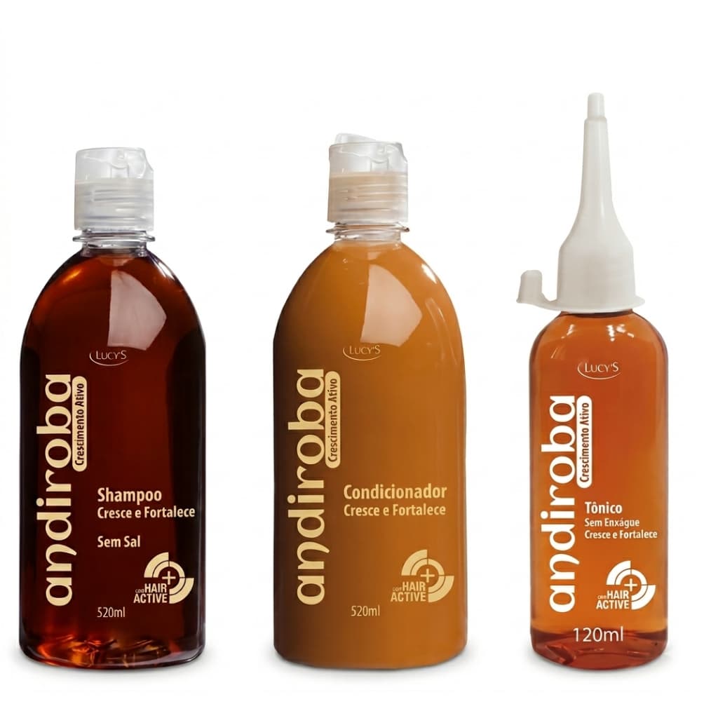 Kit Capilar Andiroba Lucy's - Crescimento e Fortalecimento Extremo - Shampoo + Condicionador + Tônico (3 Itens)