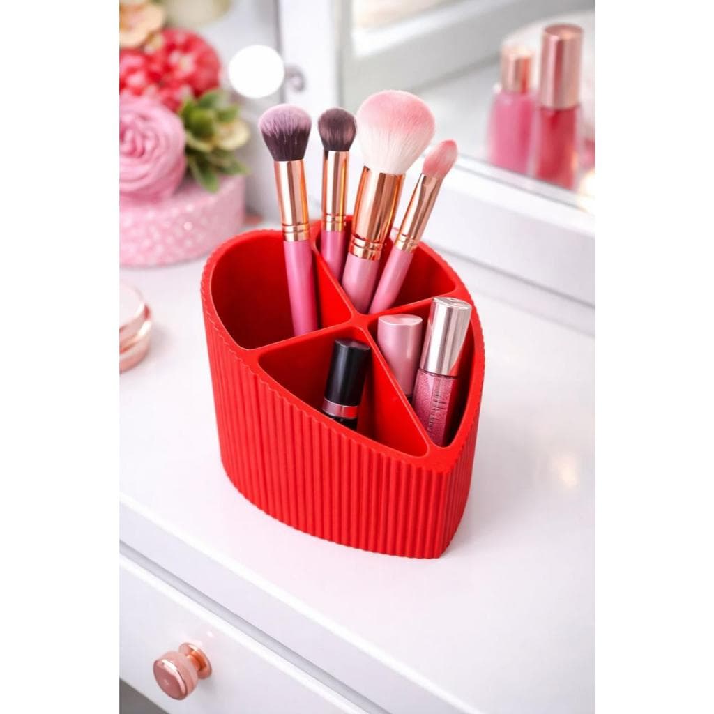 Porta Pincel Maquiagem Organizador 4 Divisórias | Porta Caneta Estético Minimalista Decorativo Multiuso