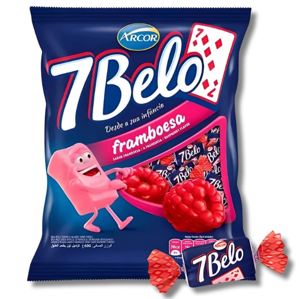Bala 7 Belo Sabor Framboesa 500g Arcor Doce Para Festa e Lembrancinha