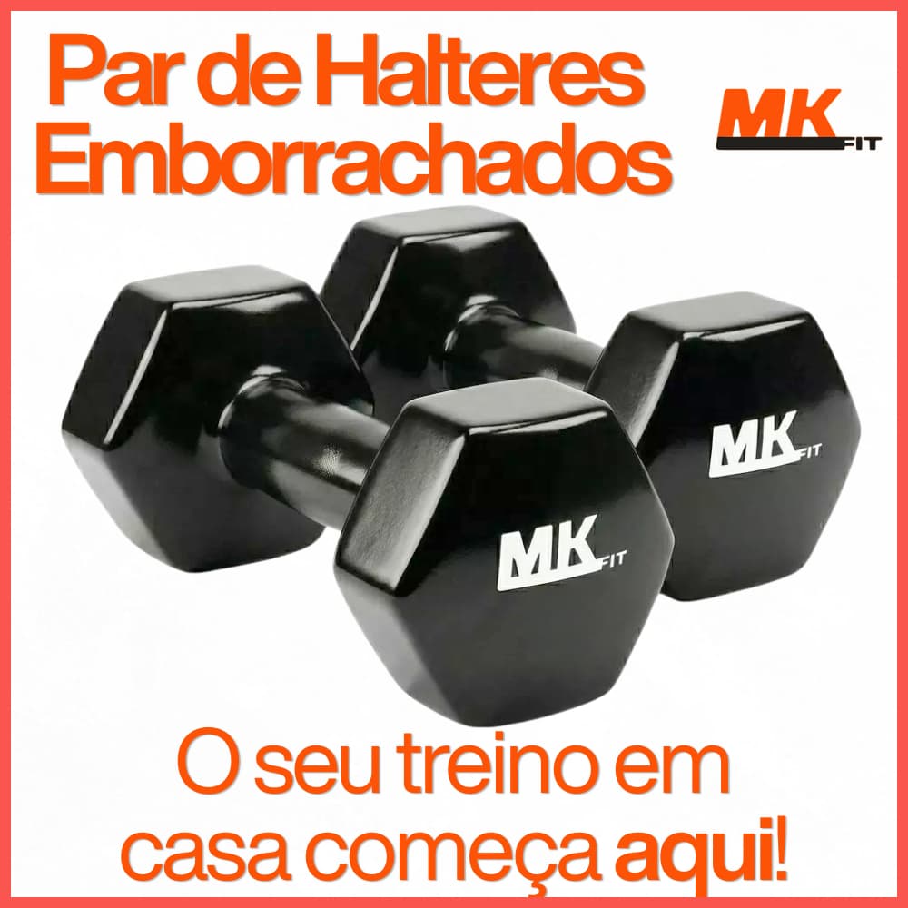 Par de Halter Emborrachado Sextavado 2kg MKFIT® Fortalecimento Muscular Treino em Casa Fitness
