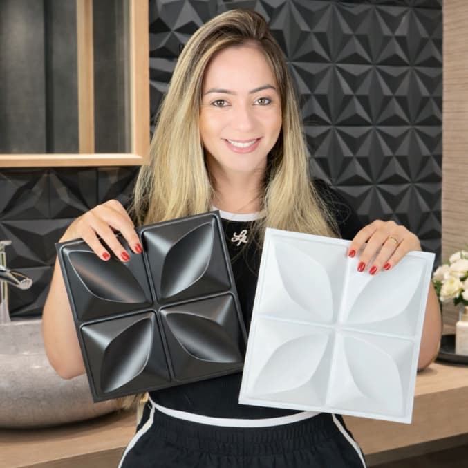 Kit 150 Placas 3D em PVC 25x25 cm para Revestimento de Paredes Decorativo e Moderno