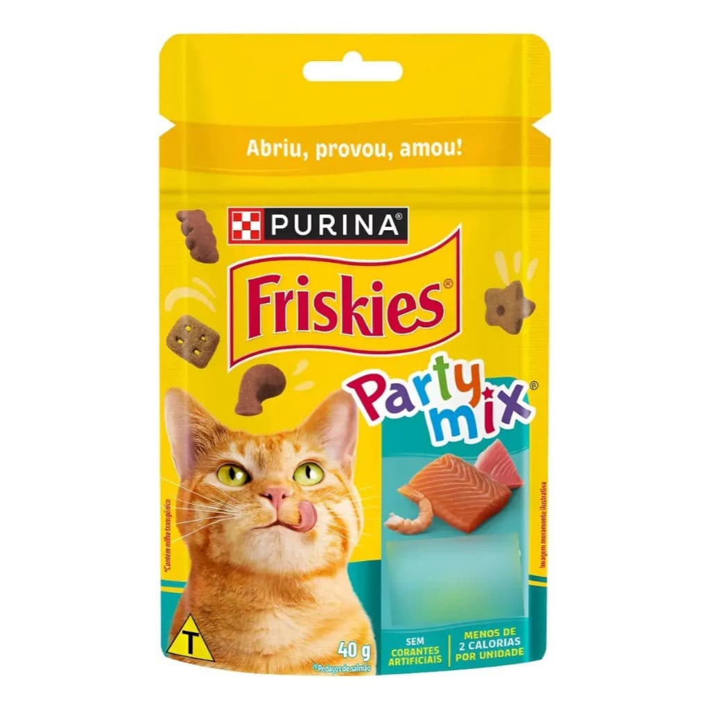 Friskies Party Mix Sabor Salmão 40g Petisco p/ Gatos Purina