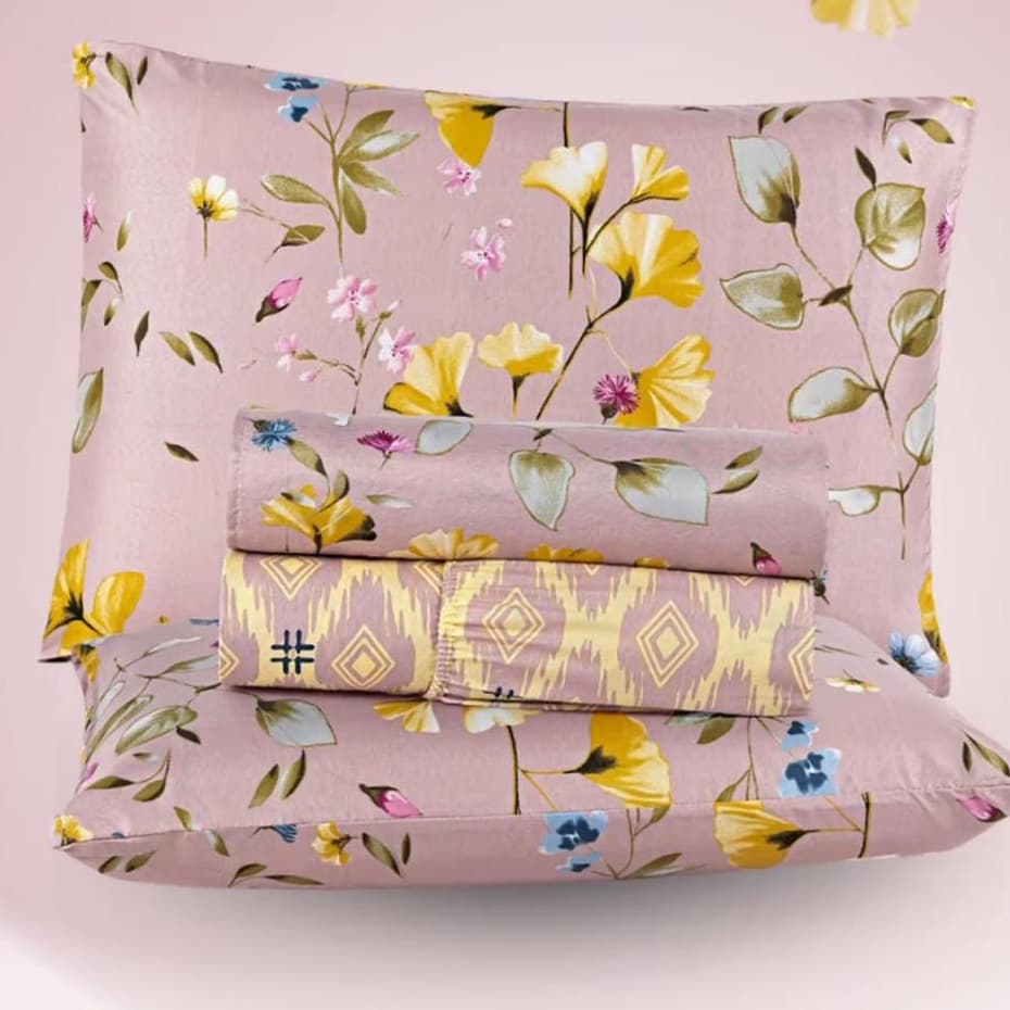 Jogo de Cama Lençol Kit 4 Peças Lavanda Floral KING C/elástico 200 fios  envio imediato!