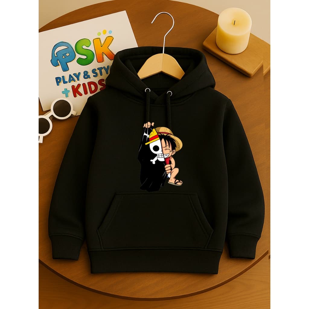 Blusa Moletom Infantil Luffy Piece Anime Blusa Com Capuz 100% Algodão