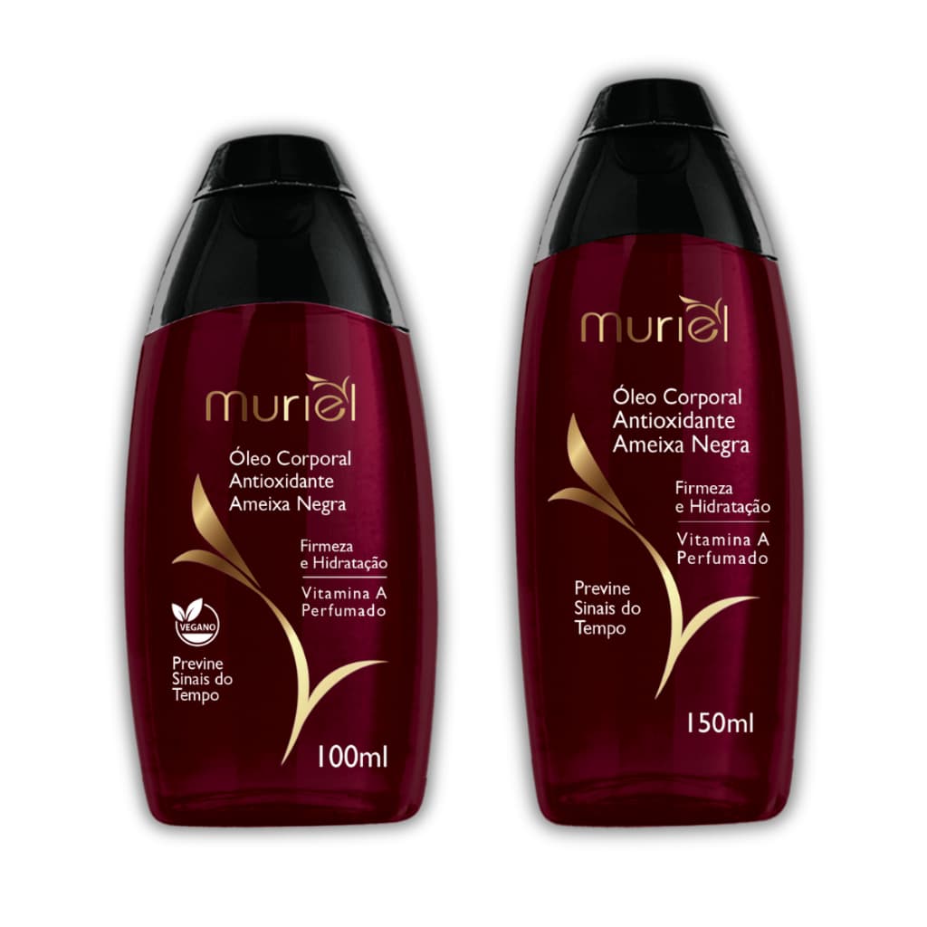 Kit 2 Banho Ameixa Negra Óleo Corporal Premium Muriel Hidratante 200ml ou 300ml