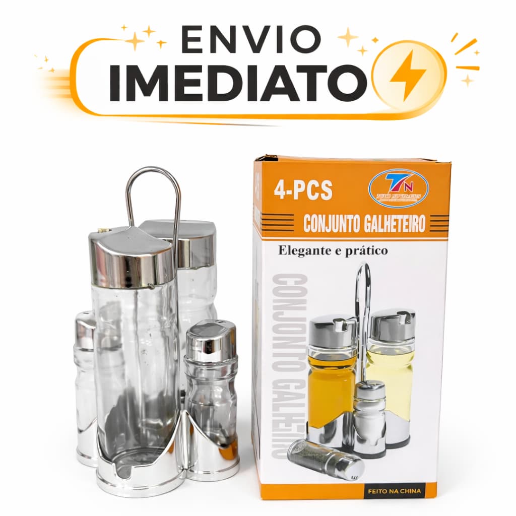 Conjunto Galheteiro 4 Peças Elegante e Prático