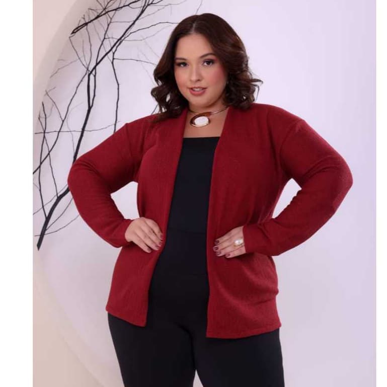 Casaco Plus Size Liso Tricot