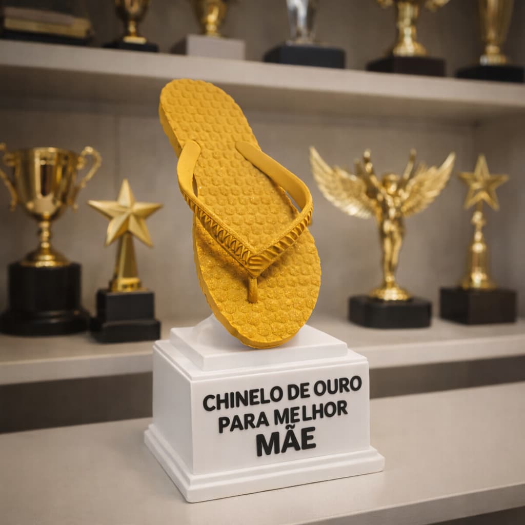 Chinelo de Ouro Melhor Mãe – Presente Dia das Mães Criativo Troféu Decorativo