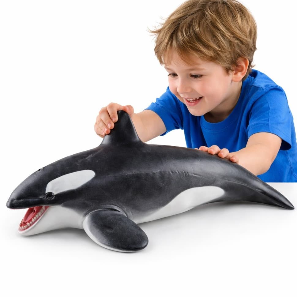 Orca Gigante Brinquedo Baleia Orca Realista Grande 43cm Em Vinil