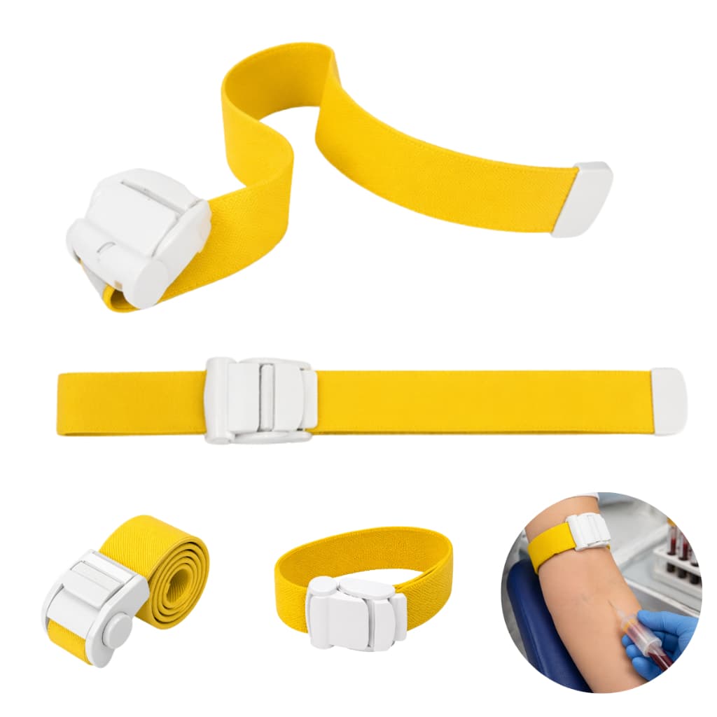 Garrote C/ Trava Procedimentos Coleta Sangue De Enfermagem Amarelo