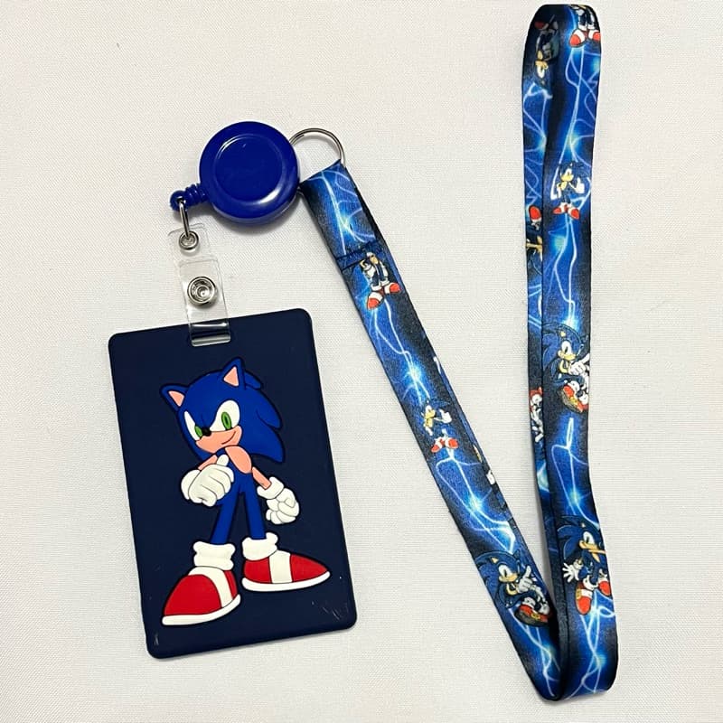 Porta-Crachá Infantil Sonic - Kit com Cordão e Clip Retrátil Emborrachado | Identificador Vertical Escolar