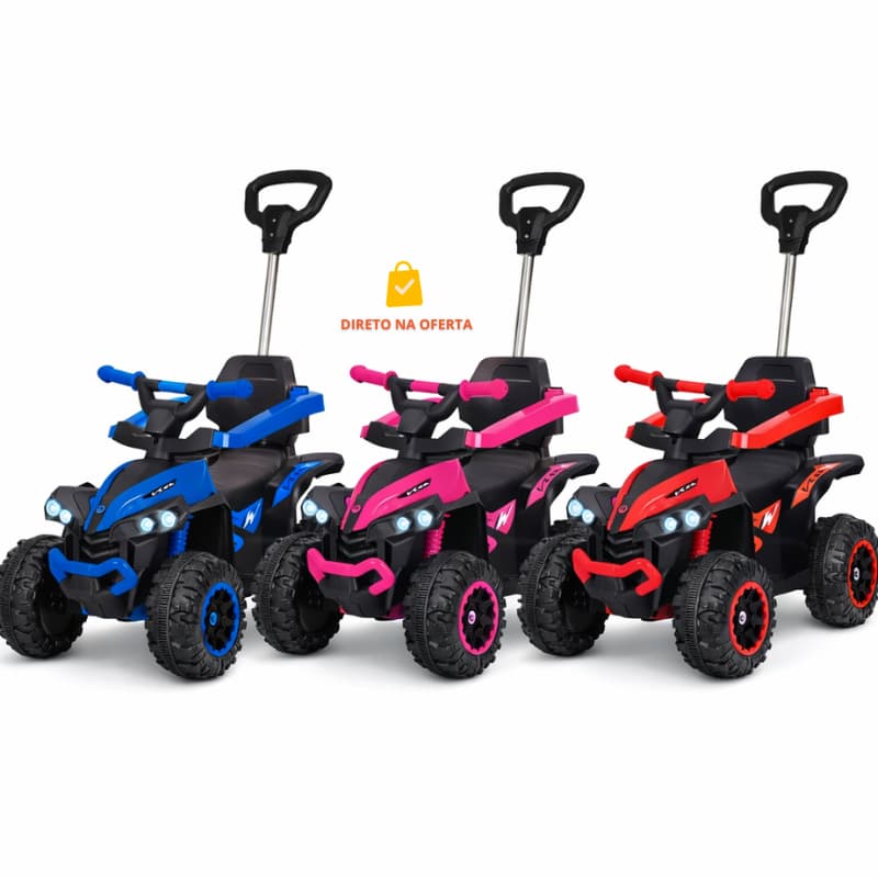 Carrinho Infantil  Quadriciclo Elétrico 6V Até 23kg Com Empurrador Luz Som USB Pimp Maral Brinquedos