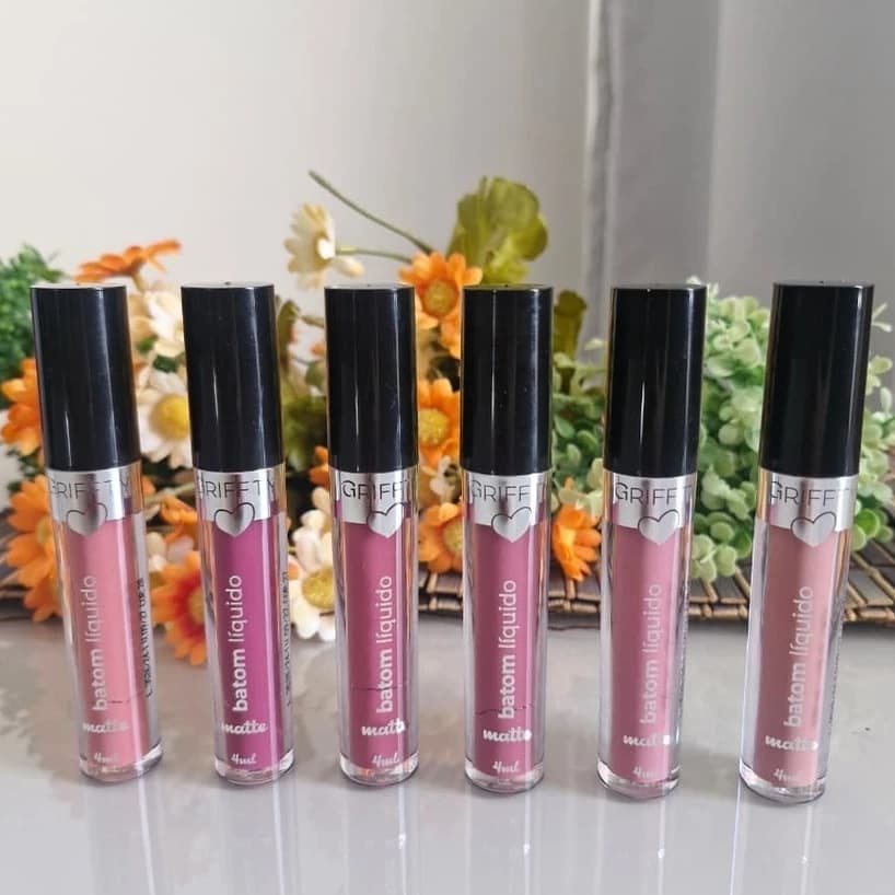 Batom Líquido Matte Cores Nudes e Rosados Griffty MakeUp