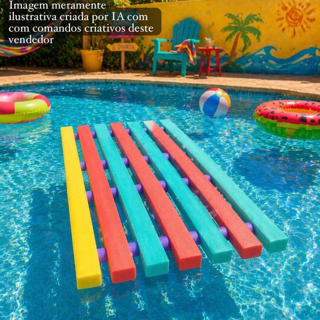 Boia Esteira Espaguete Macarrão Flutuador  Colorida Resistente Para Piscina Criança