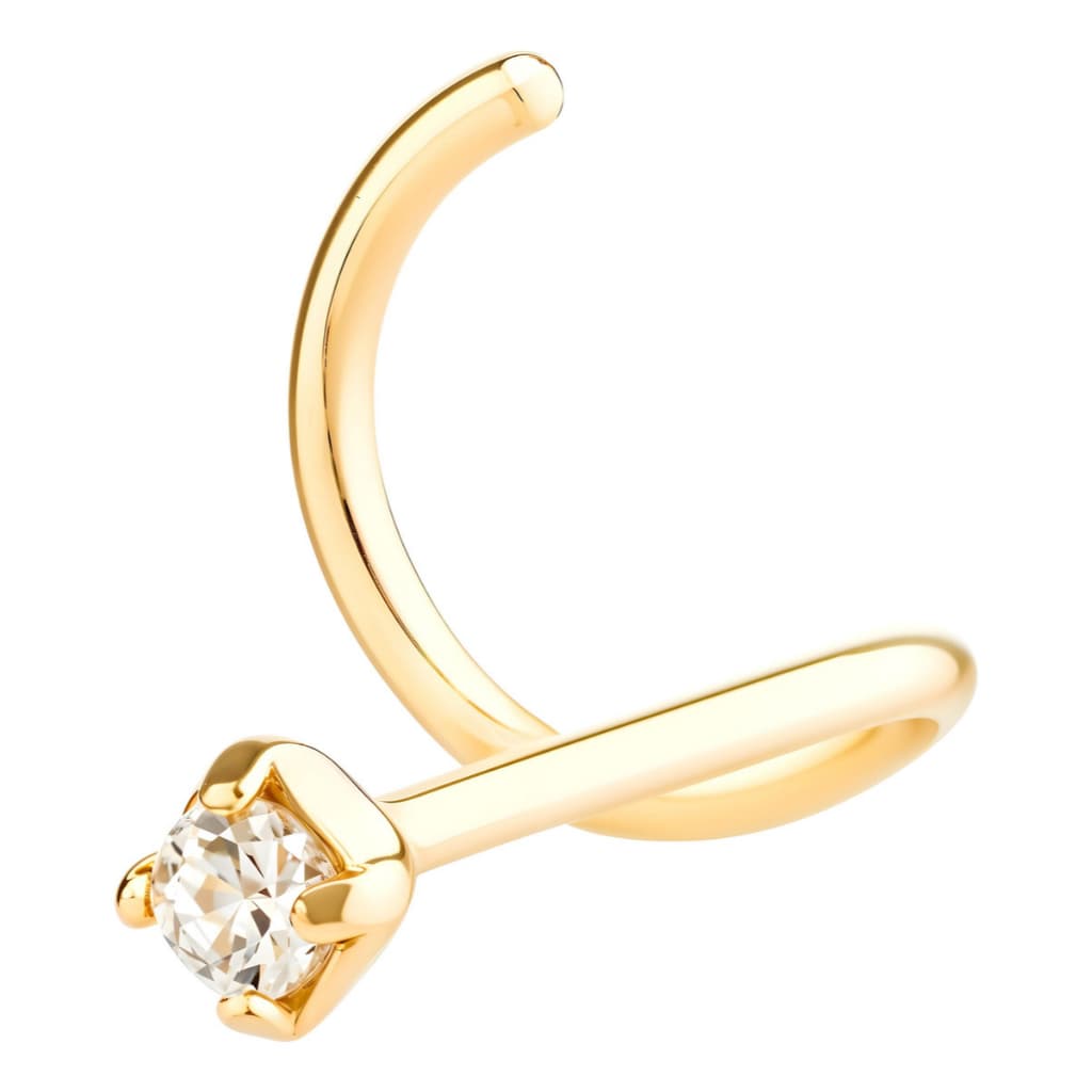 Piercing De Nariz Com Zircônia Banhado Em Ouro 18K, Cor Ouro Amarelo, Hipoalergênico, Leve E Delicado