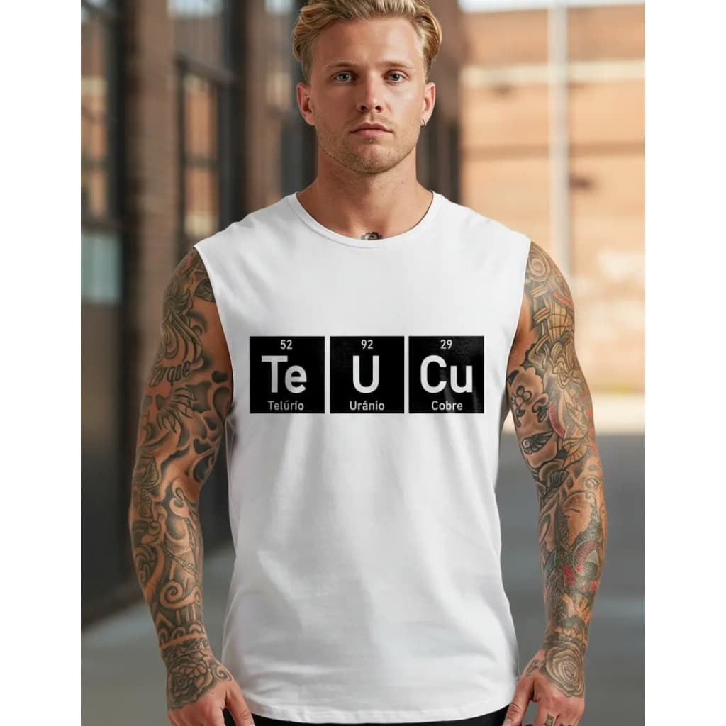 Camiseta Regata Masculina Teu Cu Tabela Periódica Química Moda Humor Estampas Criativas
