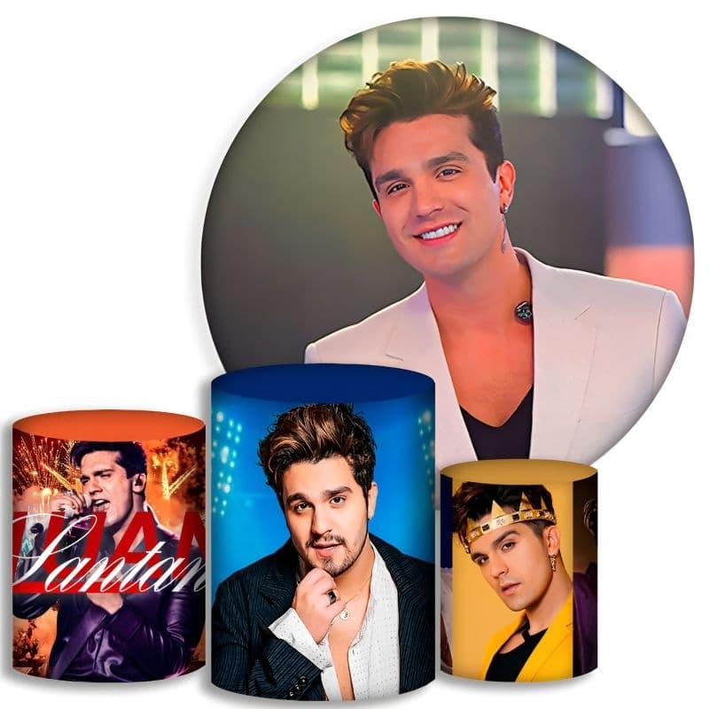 Capas Para Cilindros + Painel / painel redondo - Luan Santana - Kit Decoração Festa / Pegue e Monte