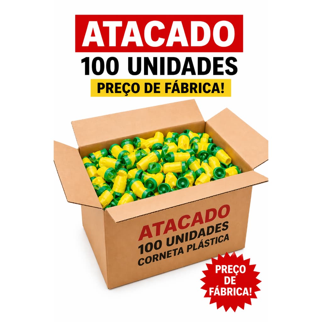 100 unidades Corneta Apito Buzina Brasil para Torcida Copa do Mundo ATACADO Revenda