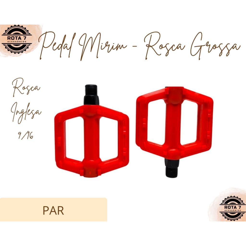 PAR Pedal Mirim Vermelho Aro 14 16 20 ROSCA GROSSA Inglesa 9/16 Bicicleta Infantil Bike - HP