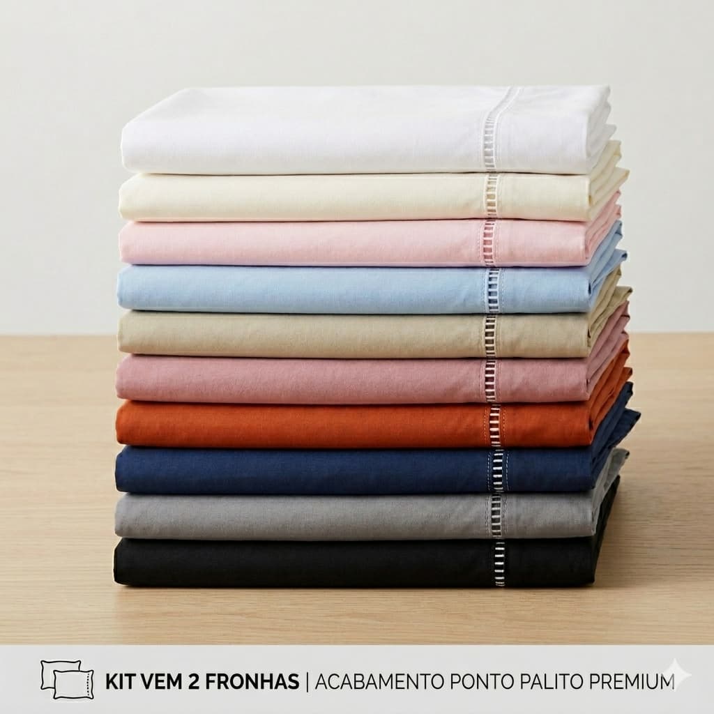 Fronha com Ponto Palito 50x70cm Kit 2 Unidades Macia Elegante Luxo Travesseiro Confortável