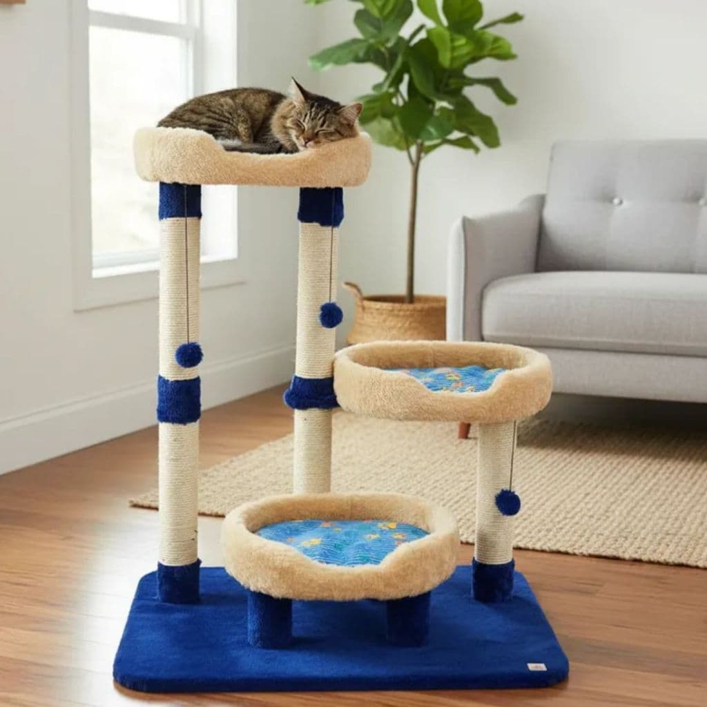 Arranhador  cama Para Gatos Com 3 Camas E Almofadas laváveis dupla face
