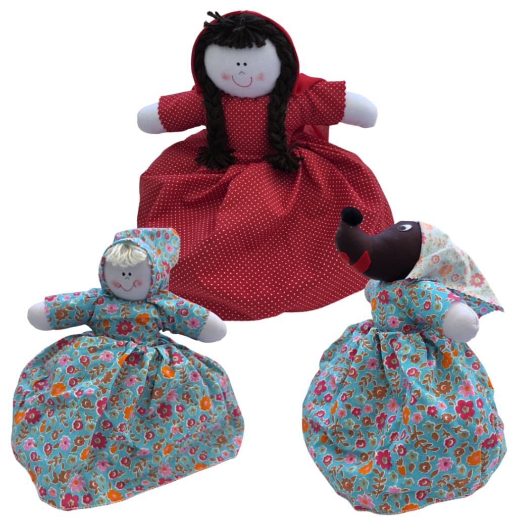 Boneca De Pano Vira Três Chapeuzinho Vermelho Feita À Mão 30cm