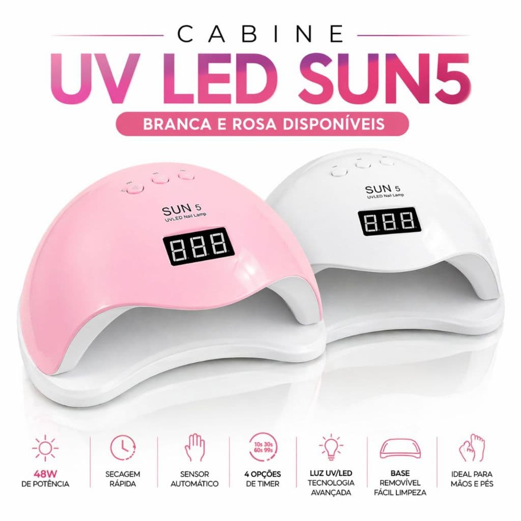 Cabine Led/uv Sun5 Digital 48w Bivolt Sun Unhas Gel Acrígel ENVIO IMEDIATO