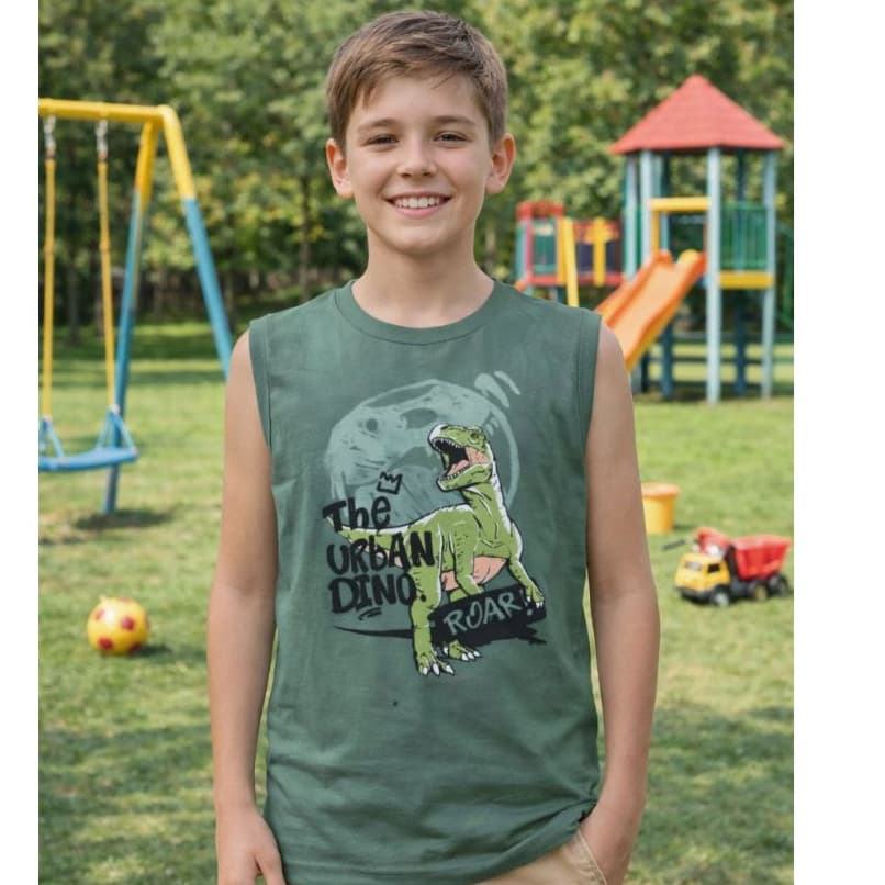 CAMISETA REGATA DINOSSAURO TAMANHO 16