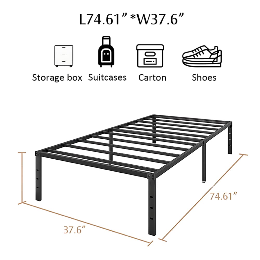 Cama de Solteiro e Casal Estrado de Metal Dobrável, Fácil Montagem com Ripas de Aço Antiderrapante