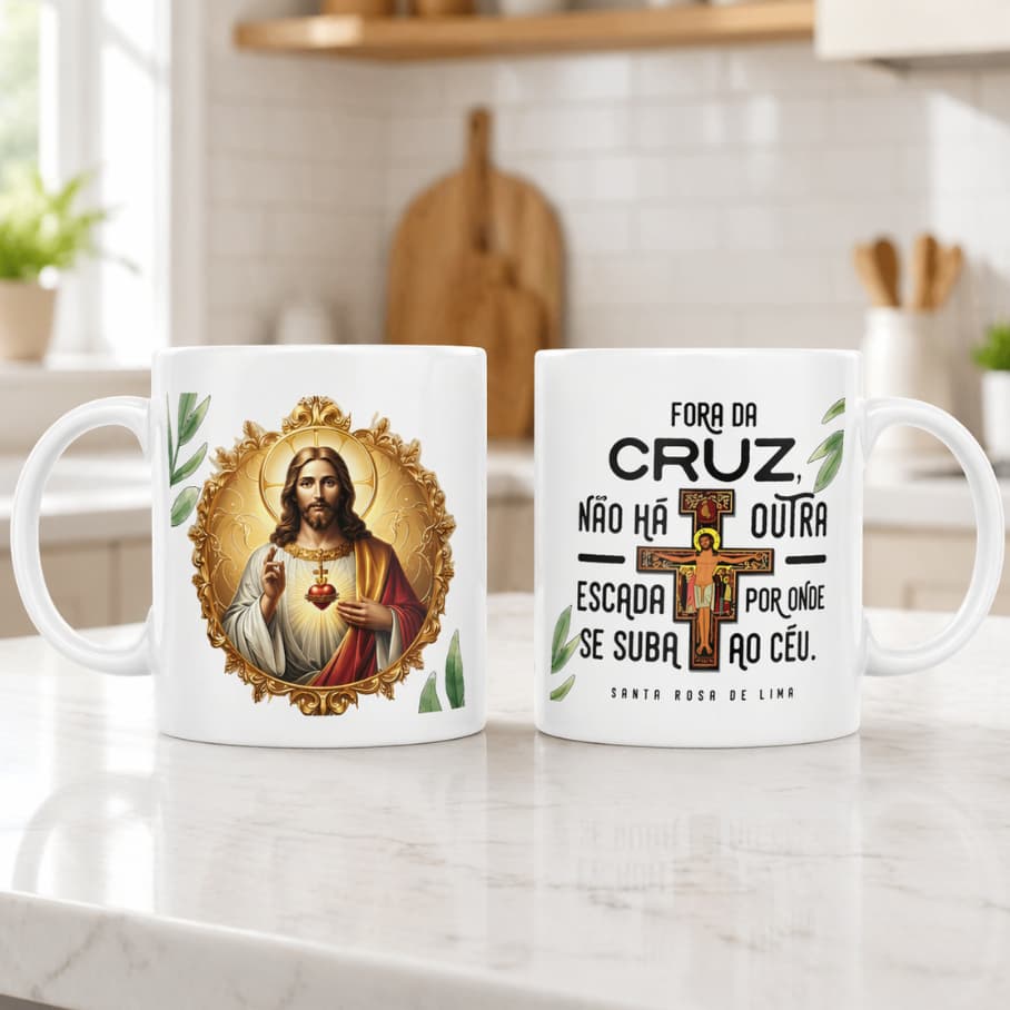 Caneca com nome Jesus Fora da cruz Personalizada Presente Religioso Católico Xícara