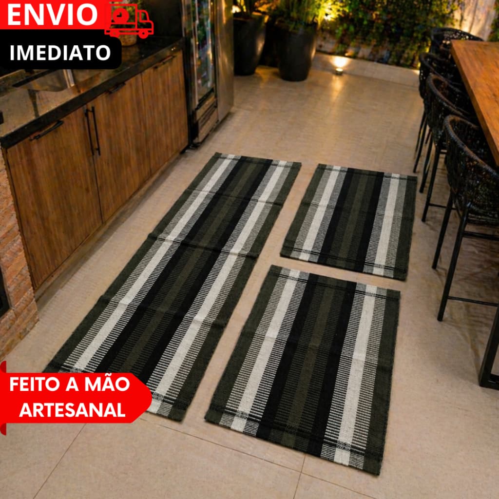 Conjuntos 1/2/3 Tapetes Cozinha Antiderrapante Geométrico  Jogo 3 Peças Feito a mão Cozinha Corredor