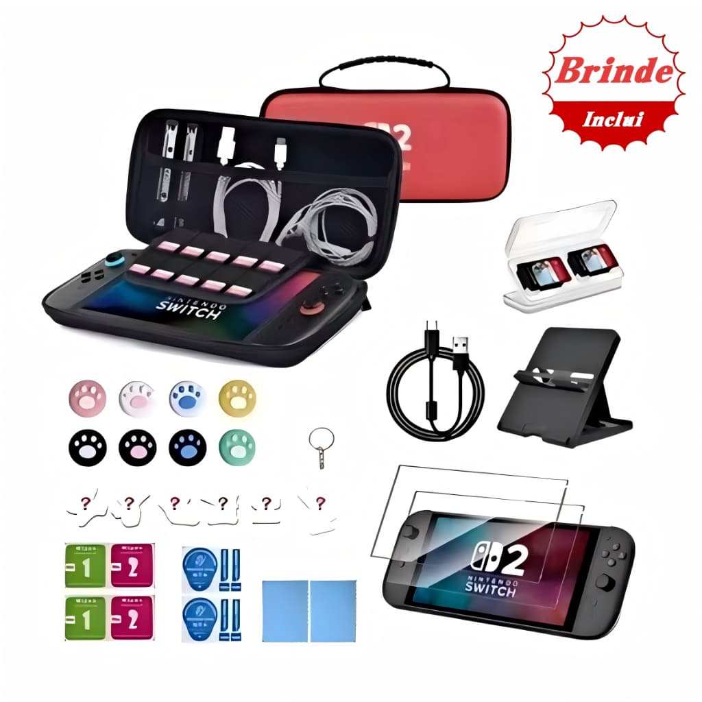 Estojo de Transporte para Nintendo Switch 2 Impermeável Anti-Risco Kit Completo Bolsa de Proteção