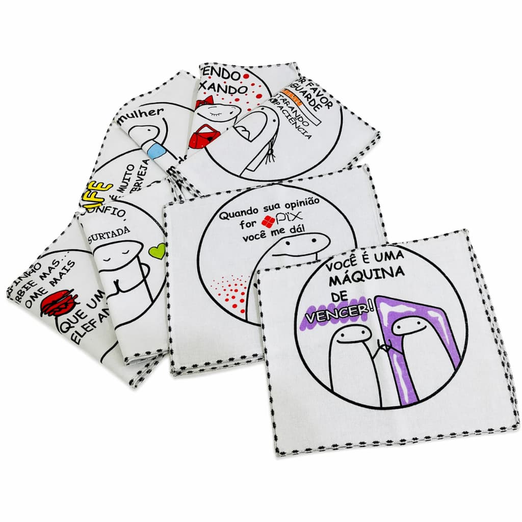 Kit até 10 Pano De Prato Premium Estampado Meme Bento Flork Cake 100% Algodão Barra Overlock