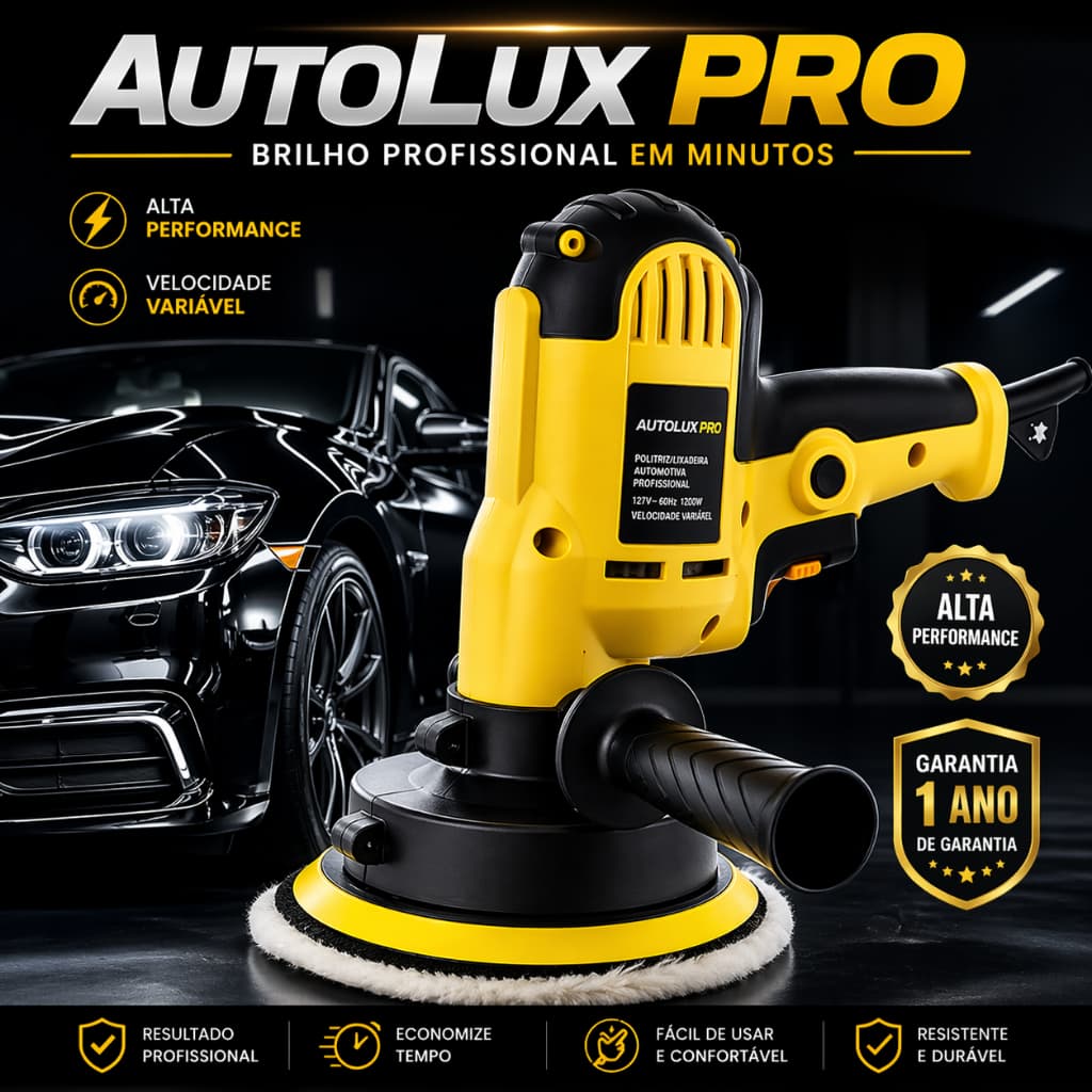 Politriz Automotiva Profissional AutoLux Pro 127V Lixadeira Carro Velocidade Ajustável Alta Potência